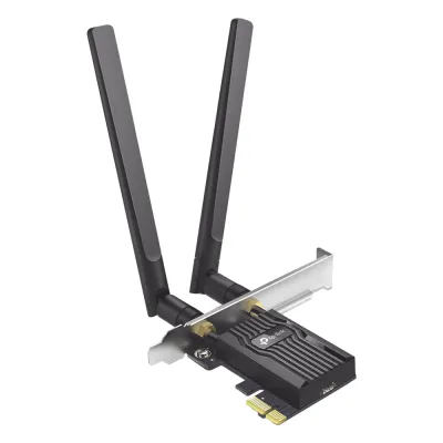 Adaptador PCIe inalámbrico doble banda AX3000 Mbps / Seguridad Inalámbrica WPA3 /Antena de alta ganancia / Tecnología MU-MUMO 2X2 / Soporte de perfil bajo y Altura completa / Bluetooth 5.2