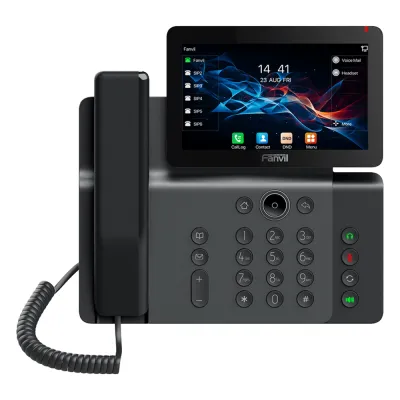 Teléfono IP Empresarial V66 Prime, Pantalla Táctil Color 7 Pulgadas, Audio HD Opus, Video 1080p, Wi-Fi 6, Bluetooth 5.4, 20 Líneas SIP, 6-Way Conference, PoE, Material Antibacterial