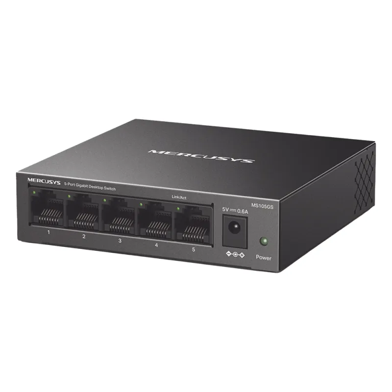 Switch NO Administrable / Para escritorio / Carcasa de metal / 5 puertos 10/100/1000 Mbps / Diseño Compacto / Plug and Play