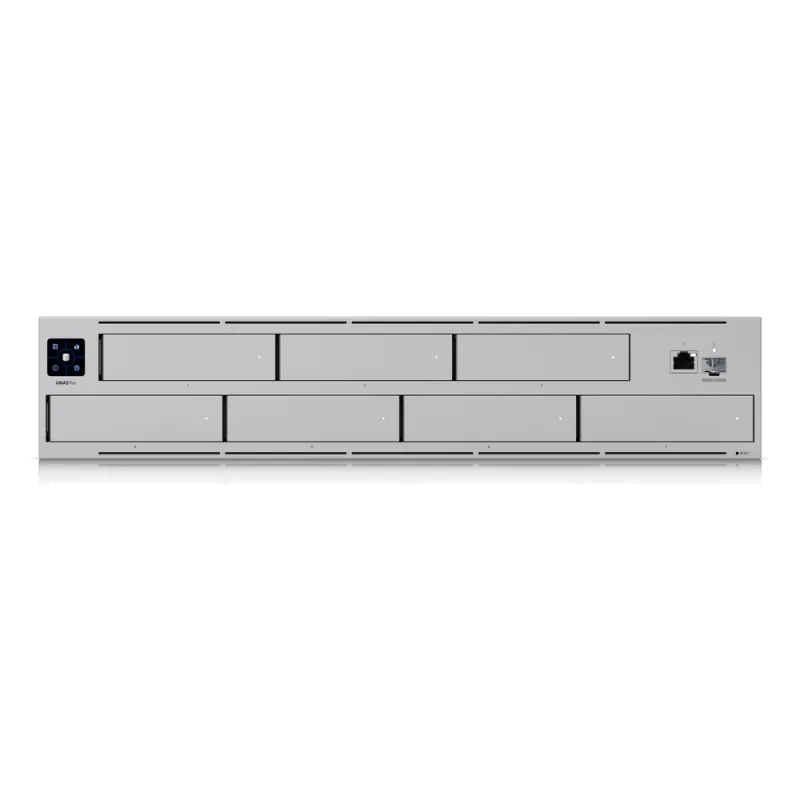 UNAS Pro Servidor NAS 2U Rack con 7 Bahías para HDD/SSD de 2.5/3.5" para Discos SATA, Puerto 10GbE SFP+ y 1GbE RJ45