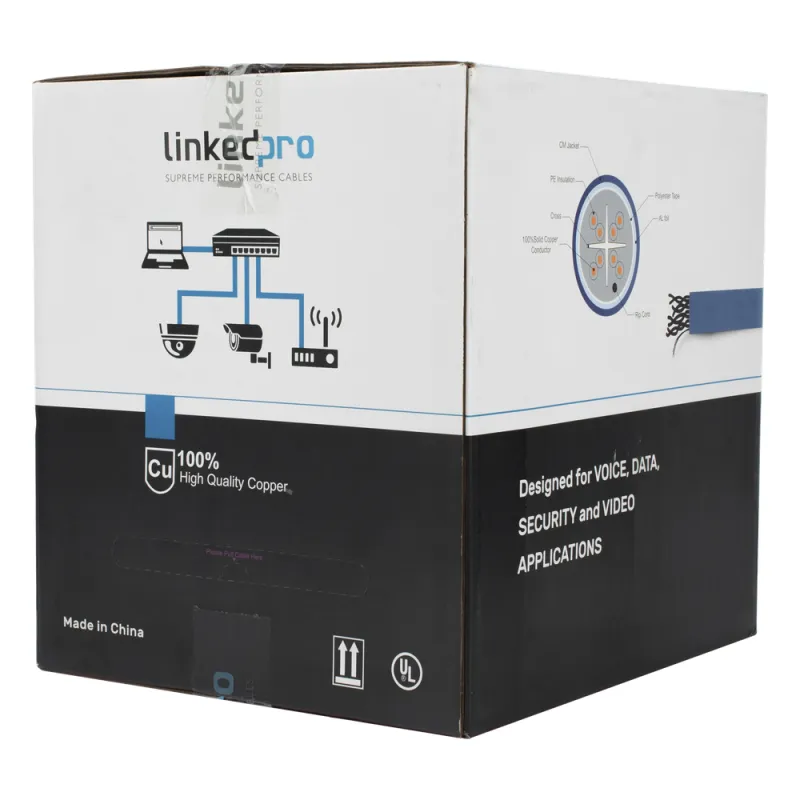 Bobina de Cable de 305 Metros (1000 Pies) Cat6+ Blindado F/UTP, CM, Calibre 23 Alto Rendimiento, ETL, UL, Color Azul, Super Flexible, para Aplicaciones de Video Vigilancia, Video HD, y Redes de Datos. Uso Interior.