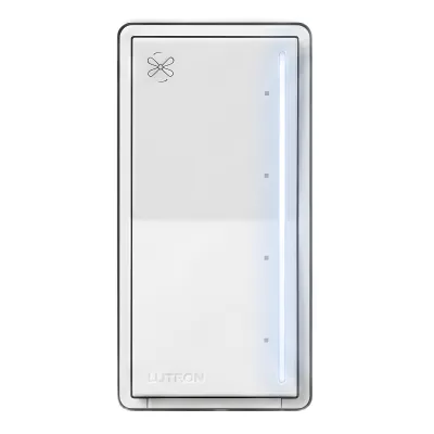Control de ventilador de techo táctil de 4 velocidades para un ventilador tipo paleta AC, con barra luminosa, sistema RadioRA 3