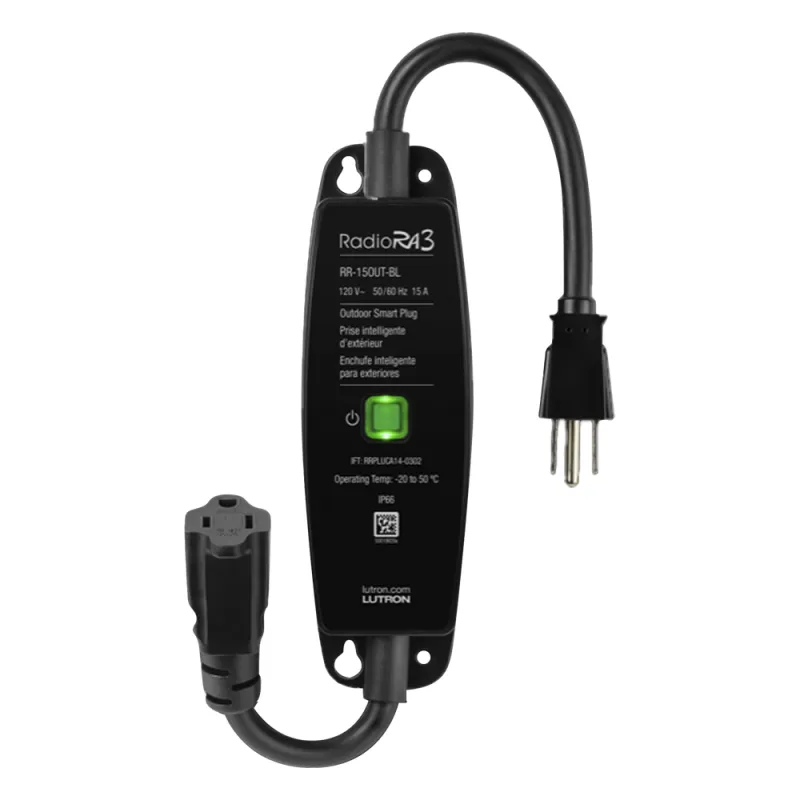 Interruptor de enchufe para exteriores on/off, resistente a la intemperie IP66, 15 A en iluminación o 1/2 HP en motores, sistema RadioRA 3