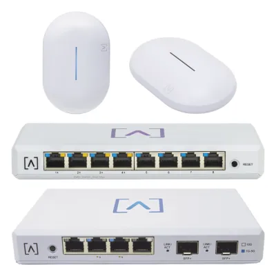 Starter KIT Alta Labs: Incluye 1 Router (Route10) / 1 Switch PoE (S8-POE) / 1 Puntos de Acceso WiFi 6 AP6 / 1 Punto de Acceso AP6-PRO / Bloqueo de Contenido / Administración en la Nube / App Gratuita / Compatible con la plataforma Purple