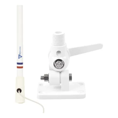 Antena Marina VHF / Fibra de Vidrio / 156-163 MHz / 6.5 dBi / Cable 4.5 m (14.8 ft) / PL-259 / Montaje Trinquete Nylon / Exterior