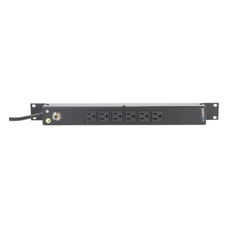 Multicontacto Horizontal (PDU) de 6 Contactos (NEMA 5-15R) Rack 19" 1UR. Voltaje Entrada/Salida: 120Vca/15A