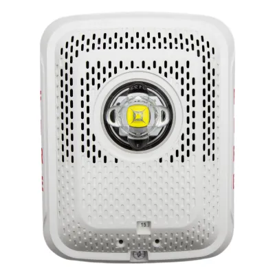 Bocina con Lámpara Estroboscópica, Montaje en Pared, Color Blanco, Nuevo Diseño Moderno y Elegante y Menor Consumo de Corriente