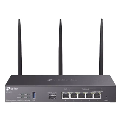 Router Omada VPN / SDN Multi-WAN Gigabit / 1 Puerto WAN SFP Gigabit / 1 Puerto WAN RJ45 Gigabit / 2 Puertos LAN RJ45 Gigabit / 2 Puertos Configurables LAN/WAN / 150,000 Sesiones Concurrentes / Administración Centralizada Omada o Stand-Alone