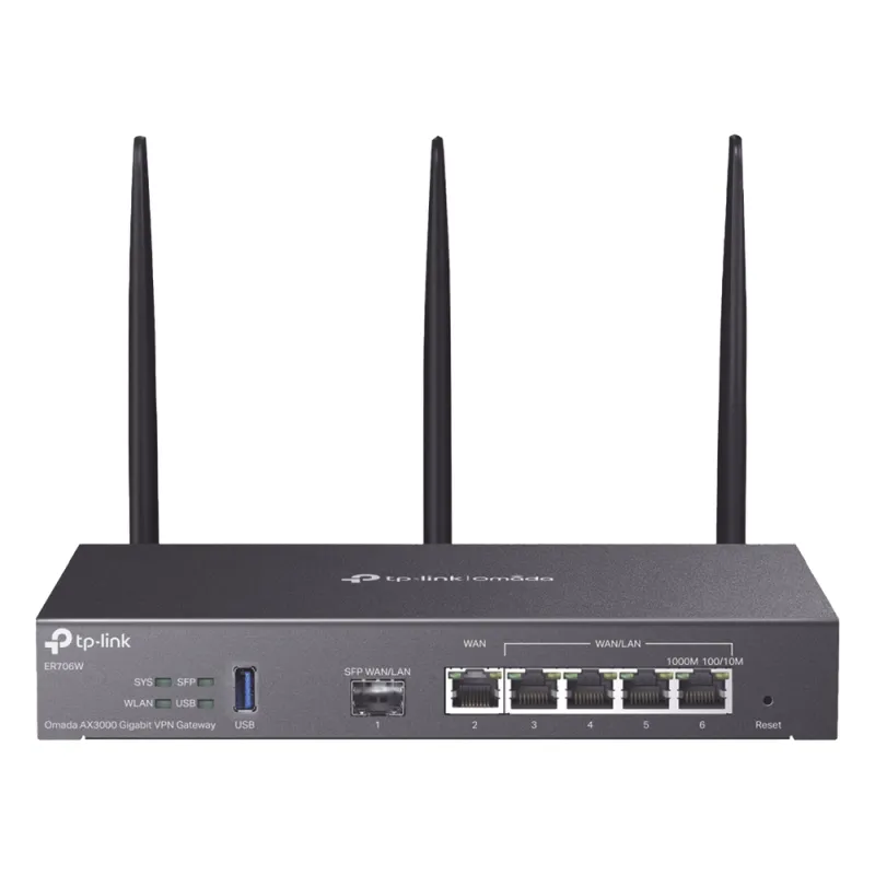 Router Omada VPN / SDN Multi-WAN Gigabit / 1 Puerto WAN SFP Gigabit / 1 Puerto WAN RJ45 Gigabit / 2 Puertos LAN RJ45 Gigabit / 2 Puertos Configurables LAN/WAN / 150,000 Sesiones Concurrentes / Administración Centralizada Omada o Stand-Alone