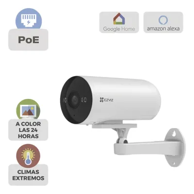 Cámara IP Exterior PoE / Color Night Vision / 3 Megapixel (2K) / AI Detección Humana y Vehiculos / H.265 / Vision Nocturna a Color / IP67 / Audio Bidireccional / Luz y Sirena / Micro SD