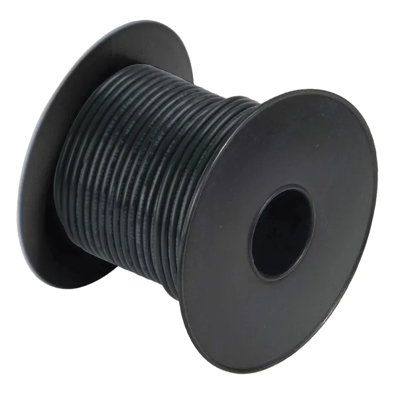Rollo de cable grado marino calibre 14 en color negro de 100 pies (30.48 m).