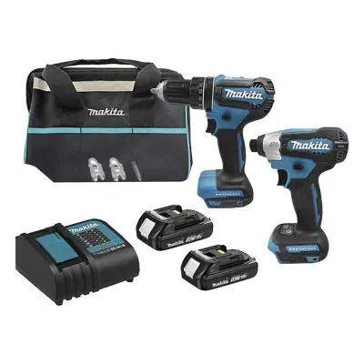 Kit de Rotomartillo Atornillador DHP485Z + Atornillador de Impacto DTD157Z, incluye 2 Baterías BL1815N, 1 Cargador DC18SD y Maleta de lona.