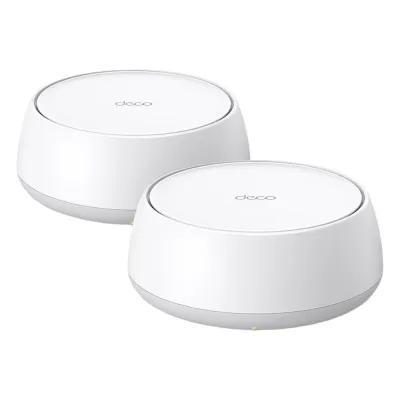 KIT 2 Routers Inalámbrico MESH Interior para Hogar / Doble Banda Wi-Fi 7 BE3600 Mbps / 2 Puerto 2.5 Gigabit WAN/LAN / 4 Antenas Internas / Operación Multi-Link MLO / Administración Mediante la App Deco (iOS, Android) / HomeShield