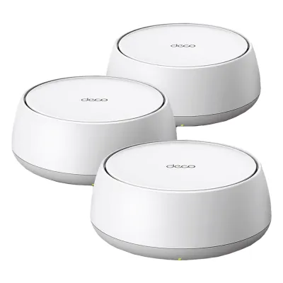 KIT 3 Routers Inalámbrico MESH Interior para Hogar / Doble Banda Wi-Fi 7 BE3600 Mbps / 2 Puerto 2.5 Gigabit WAN/LAN / 4 Antenas Internas / Operación Multi-Link MLO / Administración Mediante la App Deco (iOS, Android) / HomeShield