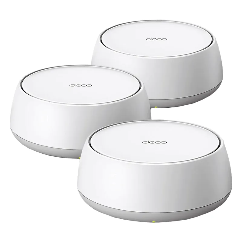 KIT 3 Routers Inalámbrico MESH Interior para Hogar / Doble Banda Wi-Fi 7 BE3600 Mbps / 2 Puerto 2.5 Gigabit WAN/LAN / 4 Antenas Internas / Operación Multi-Link MLO / Administración Mediante la App Deco (iOS, Android) / HomeShield