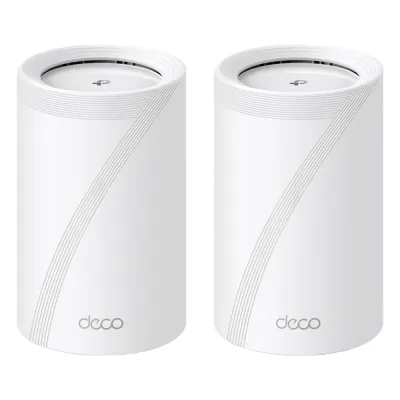 KIT 2 Routers Inalámbrico MESH Interior para Hogar / Triple Banda Wi-Fi 7 BE9300 Mbps / 2 Puerto 2.5 Gigabit WAN/LAN / 4 Antenas Internas / Operación Multi-Link MLO / Administración Mediante la App Deco (iOS, Android) / HomeShield