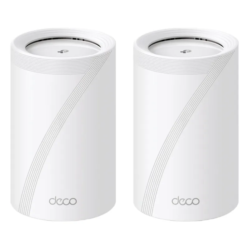 KIT 2 Routers Inalámbrico MESH Interior para Hogar / Triple Banda Wi-Fi 7 BE9300 Mbps / 2 Puerto 2.5 Gigabit WAN/LAN / 4 Antenas Internas / Operación Multi-Link MLO / Administración Mediante la App Deco (iOS, Android) / HomeShield