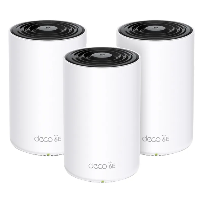 Router Inalámbrico MESH Interior para Hogar / Doble Banda Wi-Fi 6E AX5400 Mbps / 3 Puerto Gigabit WAN/LAN / 4 Antenas Internas / Administración Mediante la App Deco (iOS, Android) / Protección HomeShield