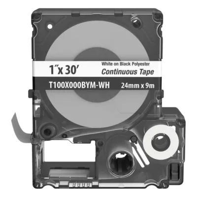 Casete MP, Cinta Continua, Pol., 1 W x 30 L, Blanco/Negro