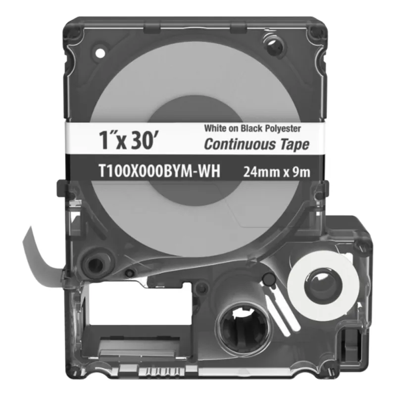 Casete MP, Cinta Continua, Pol., 1 W x 30 L, Blanco/Negro