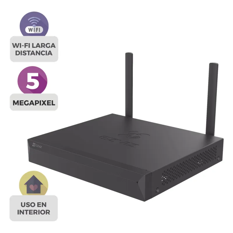 NVR Inalámbrico (WiFi) de 8 Canales IP / Admite Cámaras hasta 5 Megapixel (3K) / Salidas HDMI y VGA / H.265 / Almacenamiento hasta 8 TB