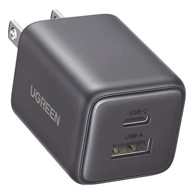 Cargador rápido GaN 1A1C de 20 W y 2 puertos