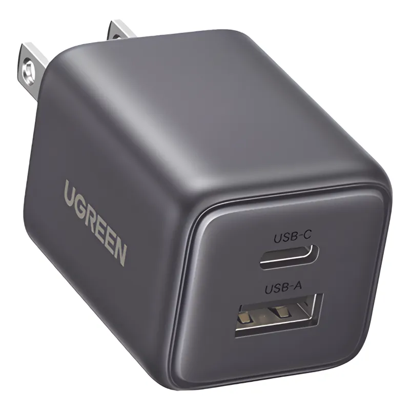 Cargador rápido GaN 1A1C de 20 W y 2 puertos