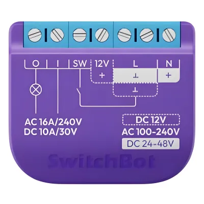Switch Relevador Inteligente conectividad inalambrica Wifi y BLE / Salida Contacto Seco / Compatible con asistentes de voz / Dimensiones 42x36x16 mm