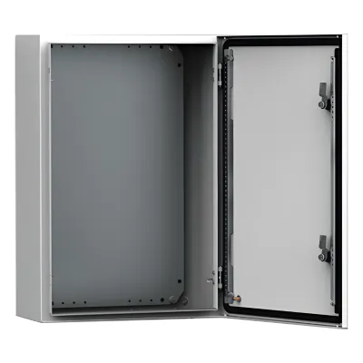 Gabinete de Uso Exterior MAS 600 x 400 x 210 mm (23.62 x 15.75 x 8.27 in) / NEMA 4/12/13 / IP66 / IK10 / Acero Dulce 1.5 mm / Platina de Montaje Incluida / Color Gris Claro