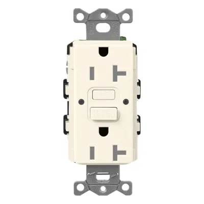 Contacto GFCI Claro 15 A/125 V con autoprueba y protección contra manipulación, color biscuit