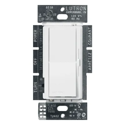 Atenuador de pared Diva C·L, un polo o 3 vías, para LED/CFL (150 W) o incandescente/halógena (600 W), color blanco nieve