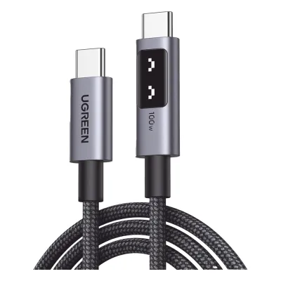 Cable USB-C a USB-C | 1 Metro | Carga Rápida de hasta 100W | Transferencia de datos 480 Mbps | PD3.0 | QC4.0/3.0/2.0 | FPC | AFC | Protección Integrada| Caja de Aluminio | Nylon Trenzado | Amplia Compatibilidad | Color Negro.