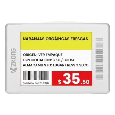 Etiqueta Electrónica de Estantería ESL 1.8 Pulgadas / Pantalla EPD a Color 224x168 píxeles / 4 Colores (Negro, Blanco, Rojo, Amarillo) / Batería 5 Años / Bluetooth LE 5.1 / Gestión en la Nube / NFC / CE ROHS FCC