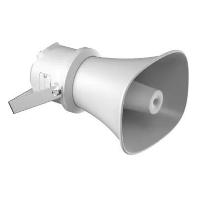 Bocina (Altavoz IP ) | Tipo Trompeta | 7 Watts | No Requiere Amplificador | PoE+ | Exterior IP67 | Metal | Voceo en Tiempo Real | Calendarización de Audios | Síntesis de Voz (TTS) | Entrada de Alarma