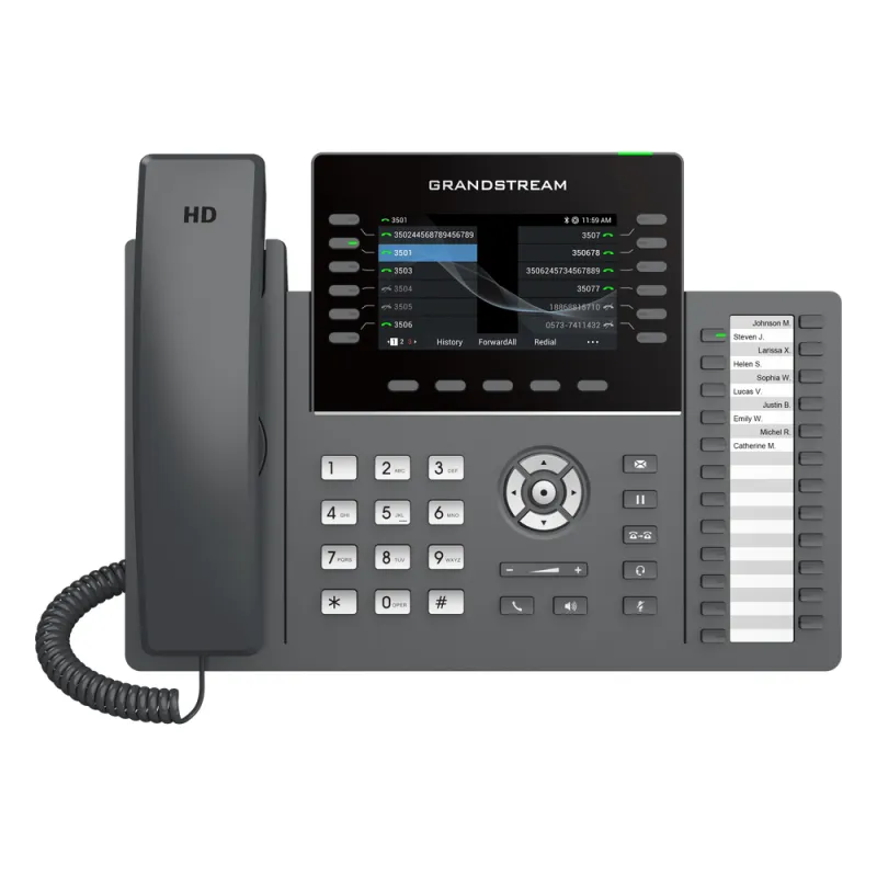 TELÉFONO IP PROFESIONAL DE 12 LÍNEAS / 24 TECLAS DE EXTENSIÓN PROGRAMABLES / WI-FI 6 / POE INTEGRADO / PANTALLA LCD 4.3 PULGADAS / SEGURIDAD DE NIVEL EMPRESARIAL / BLUETOOTH INTEGRADO / COMPATIBLE CON GDMS / AUDIO HD CON NOISE-SHIELD