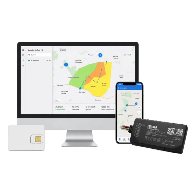 Kit Rastreador Vehicular 4G LTE CAT 1 y 2G/ Anualidad de SIM600MB1Y / Anualidad de EPCOMGPSCODE