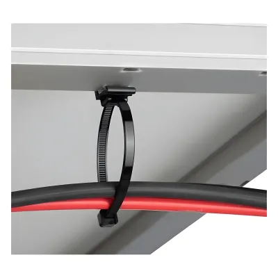 Cincho de Nylon 6.6 Solar Clip, 188mm largo x 14mm ancho, Color Negro, Exterior Resistente a Rayos UV, Paquete de 100pz