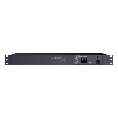 PDU ATS (Fuente Redundante Auto-transferible) Medible, Para Distribución de Energía, 2 Entradas 120 Vca NEMA5-15P, Con 10 Salidas NEMA 5-15R, Horizontal 19in, 1UR