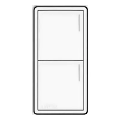 Botonera híbrida Sunnata RF de 2 botones con dimmer integrado, acabado blanco, para RadioRA 3