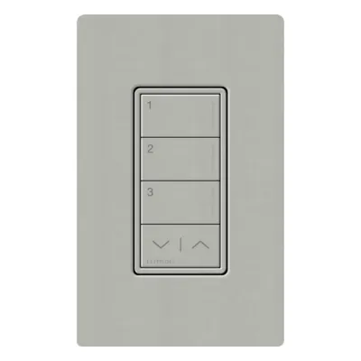 Botonera de pared Sunnata con 3 botones de escena y subir/bajar, RF 2.4 GHz, color Pebble, para RadioRA 3