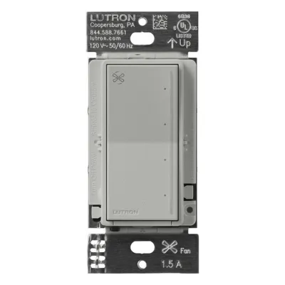 Control de ventilador de pared táctil de 4 velocidades para ventilador de techo tipo paleta, Pebble, RadioRA 3