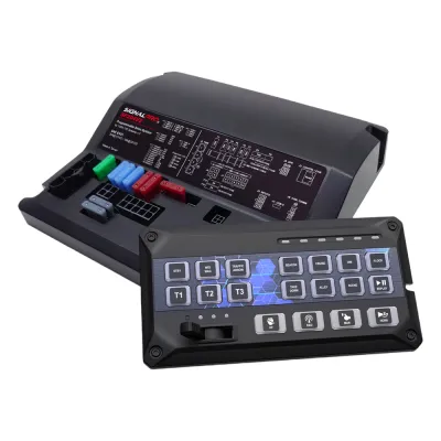 Sirena Vehicular de 200W de Potencia, Programable, Con Controlador de Panel Deslizante de 19 botones, indicador de flecha de tráfico de 6 LED, 12 Salidas Auxiliares