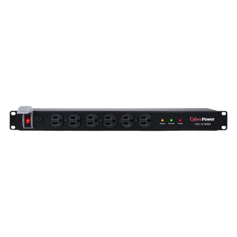 PDU Básico Para Distribución de Energía con Supresor de Picos, Con 12 Tomas NEMA 5-15R Traseras, 1UR, 15 Amp, 120 Vca, 1800 Joules de Protección