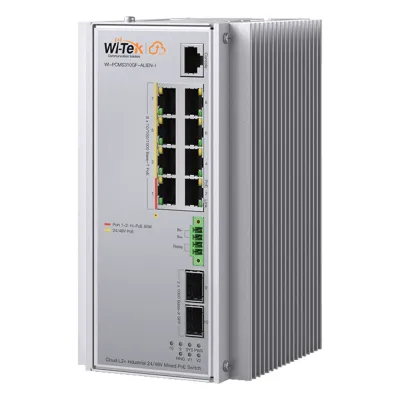 Switch Industrial Administrable Gigabit con 2 Puertos PoE bt + 6 Puertos PoE af/at o 24 V Pasivo + 2 SFP Gigabit, 240 W