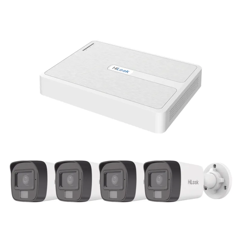 Kit IP 2 Megapixel / NVR de 8 Canales con 8 Puertos PoE / 4 Cámaras IP Bala Dual light para Exterior / Micrófono Integrado