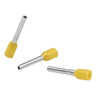 Ferrule Aislado PAN-TERM para Cable 18 AWG, Largo 12mm, DIN Color Amarillo. Paquete 500 Piezas