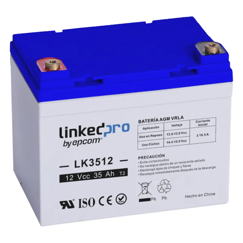 Batería de respaldo 12 V | 35 Ah | AGM | Especial para Seguridad Electrónica | UPS | Vida útil 5 años | Terminales T1