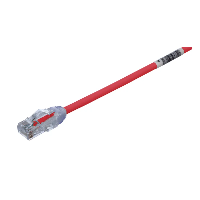 Cable de Parcheo UTP Cat6A, CM/LSZH, Diámetro Reducido (28AWG), Color Rojo, 1 Metro (3.28 Pies).