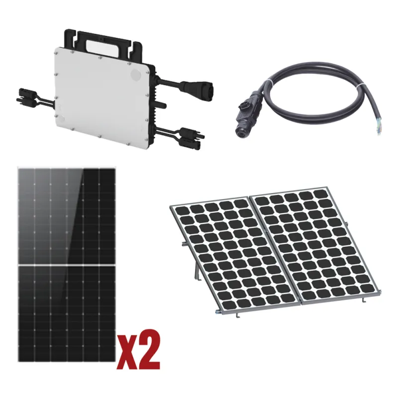 Kit Solar Interconexión / 1kW 220Vca / Incluye Inversor, Paneles Solares, Montaje y Conectores