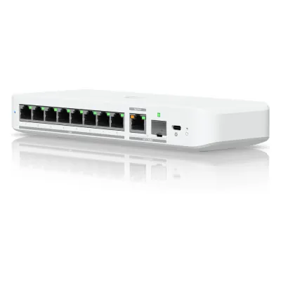 USW Flex 2.5G Switch de 8 Puertos 2.5GbE, con un Puerto de Enlace Ascendente Combinado RJ45/SFP+ de 10 GbE, Incluye Adaptador ca/cc